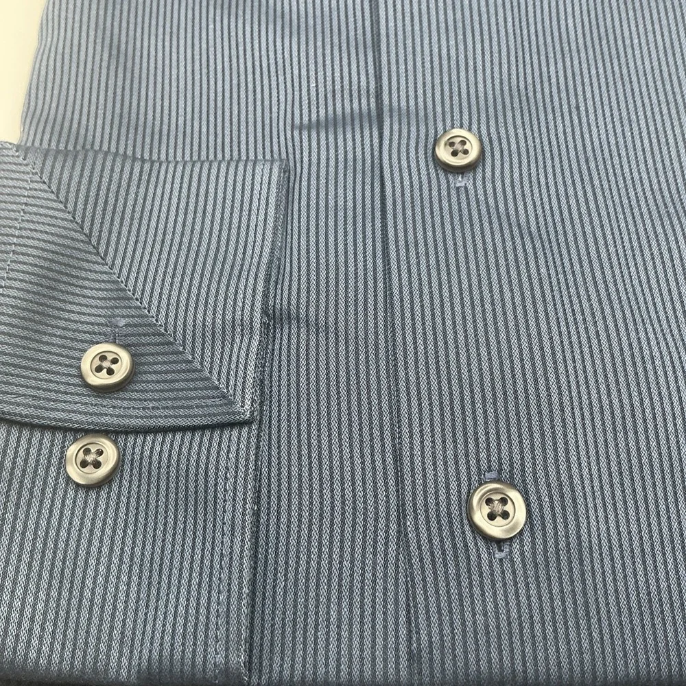 NWT Kenneth Cole NY Slim Fit Stretch Blue Dress Shirt L 16.5 33/33 Black Stripes